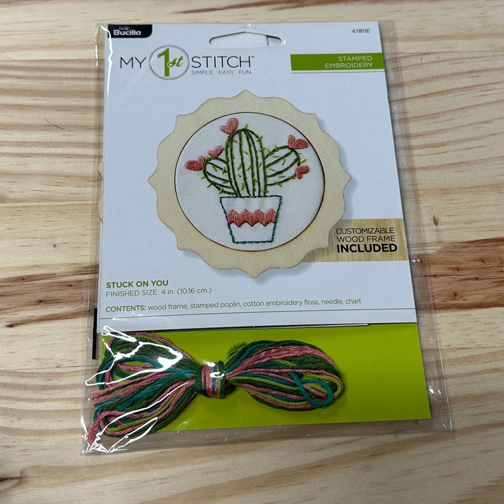 Bucilla My 1st Stitch Cactus Embroidery Kit - Green, Pink, Brown